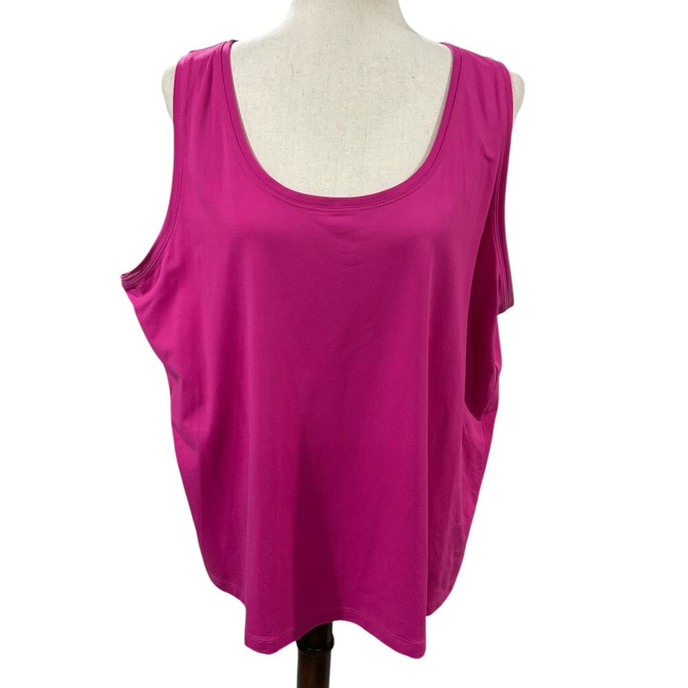 Karen Kane Bright Pink Scoop Neck Sleeveless Knit Tank Top Plus Size 2X EUC
